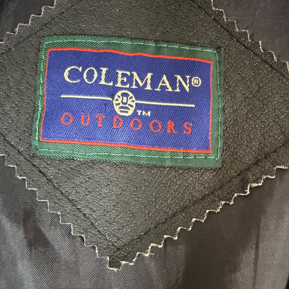 Coleman Outdoors Mens Black Genuine‎ Leather Vest Medium Western Biker - Picture 3 of 7